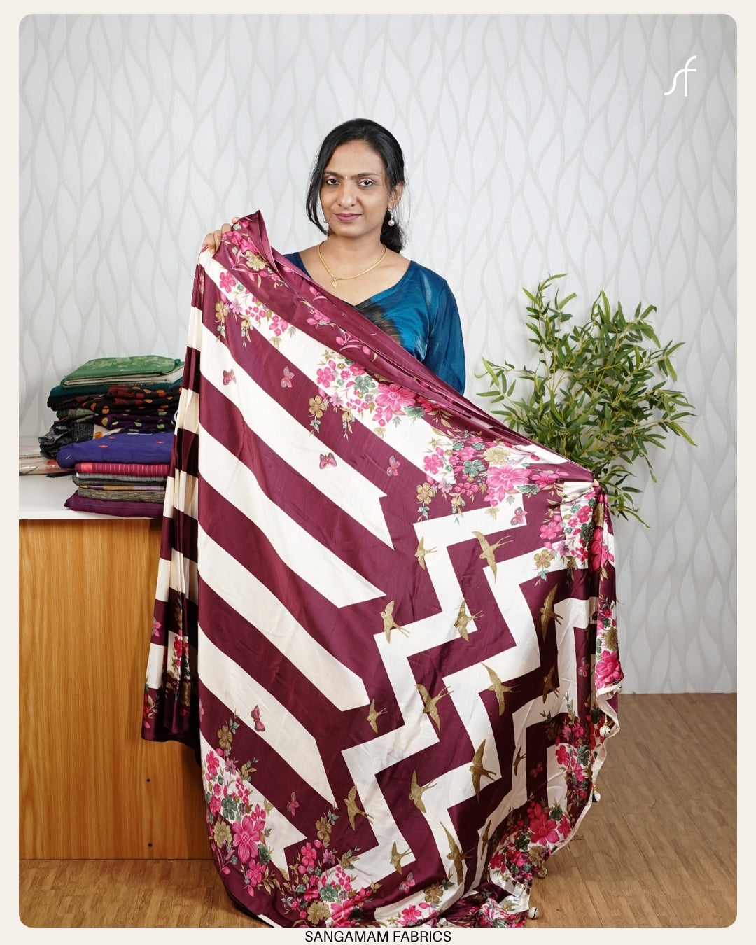 FLORAL PRINTED SEMI MODAL SILK SAREE