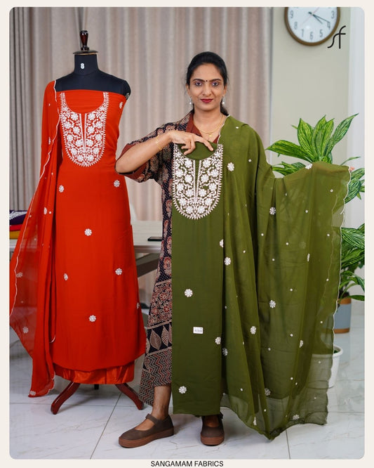 GEORGETTE CHIKANKARI SALWAR SUIT MATERIAL