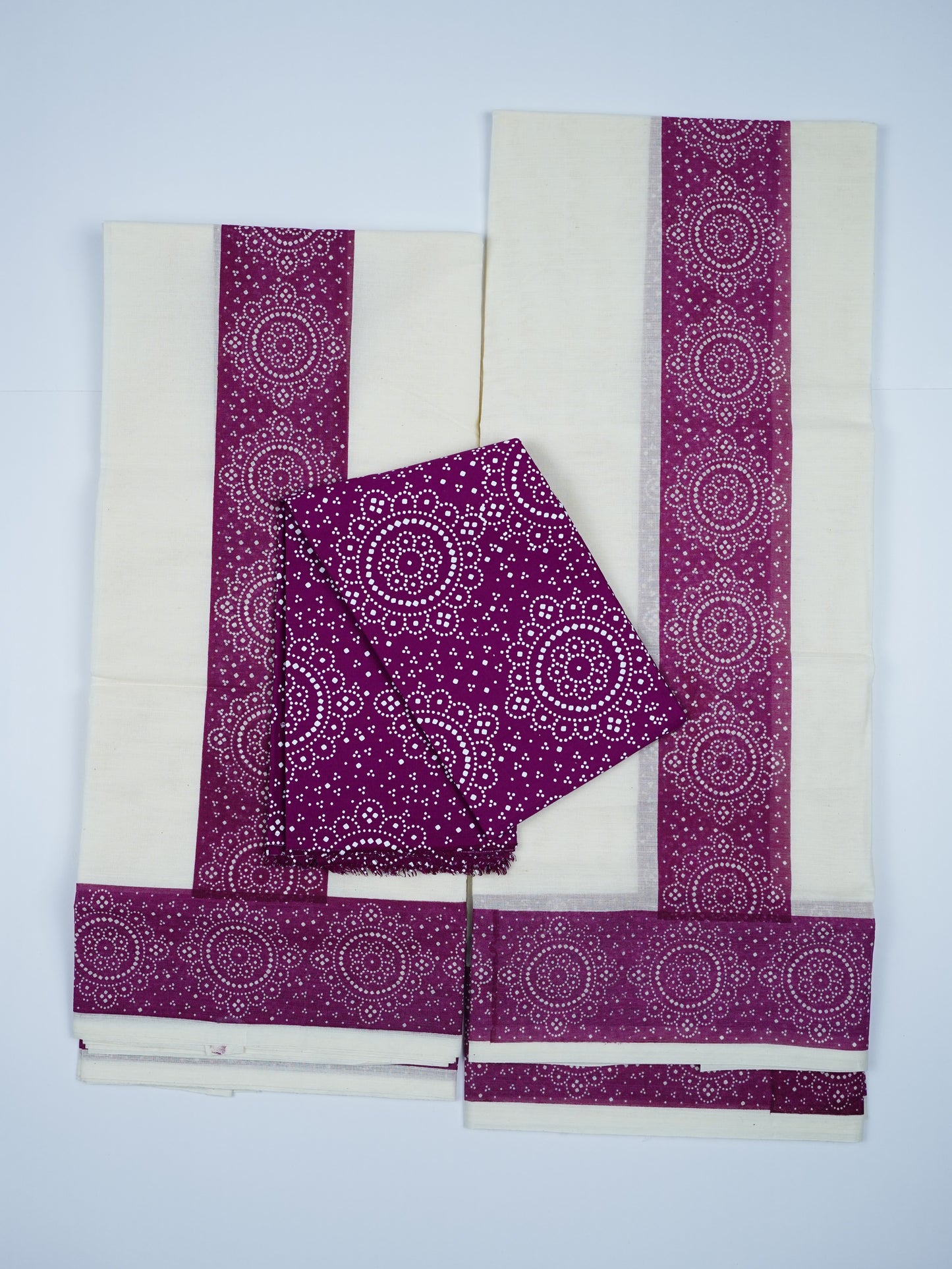 KERALA COTTON PRINT SETMUNDU 2.80 Meter WITH BLOUSE