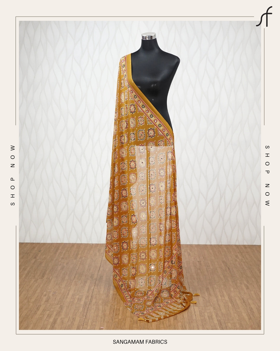 AJRAKH PRINTED MIRROR WORKED DUPATTA