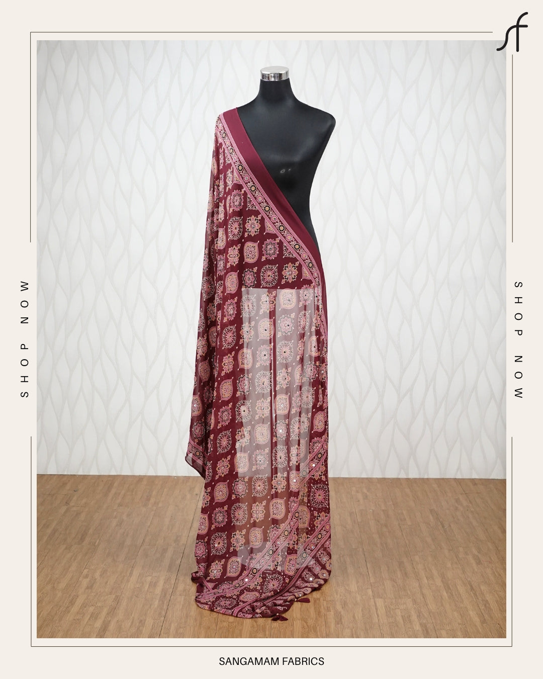 AJRAKH PRINTED MIRROR WORKED DUPATTA