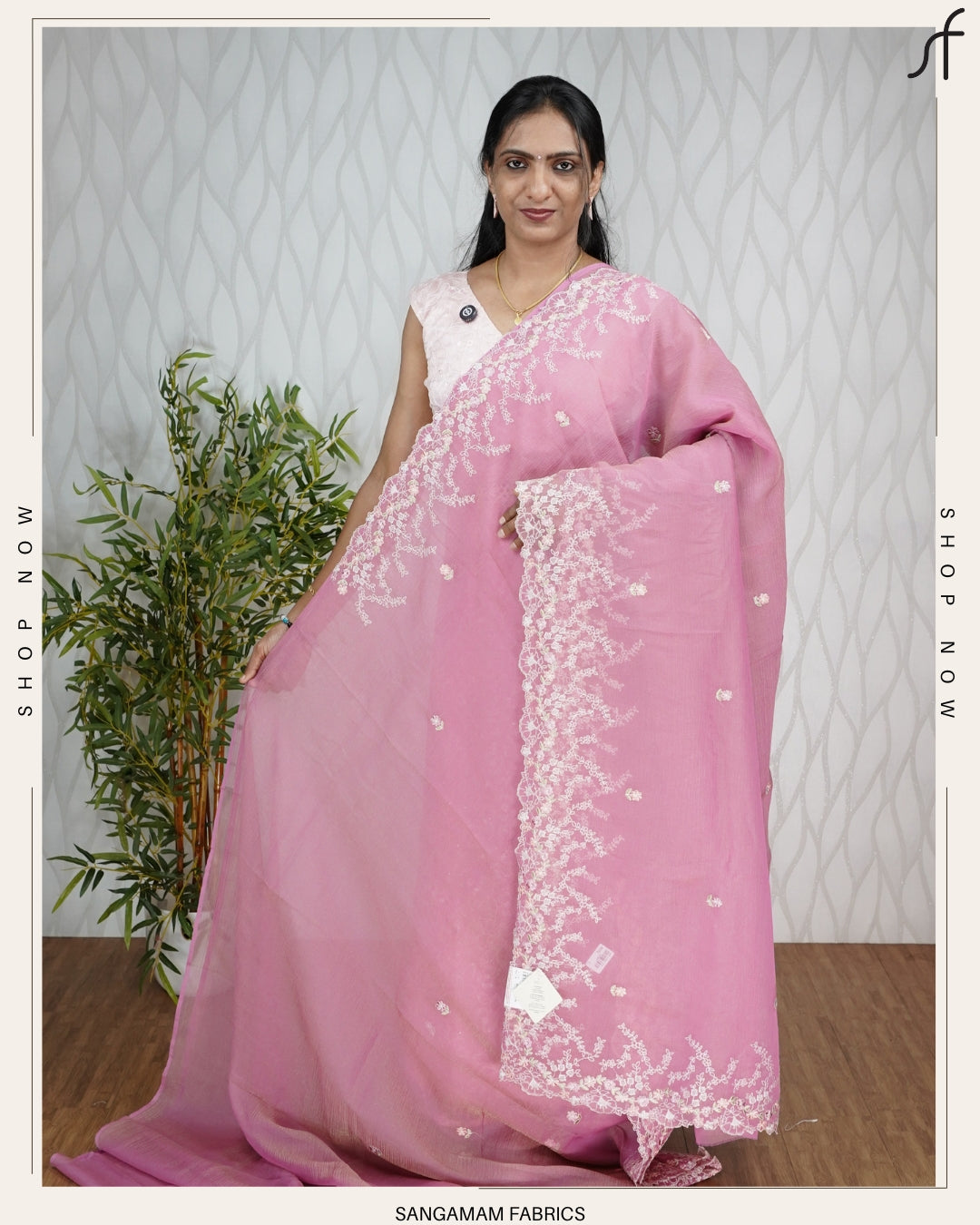 CRUSHED SILK EMBROIDERY SAREE
