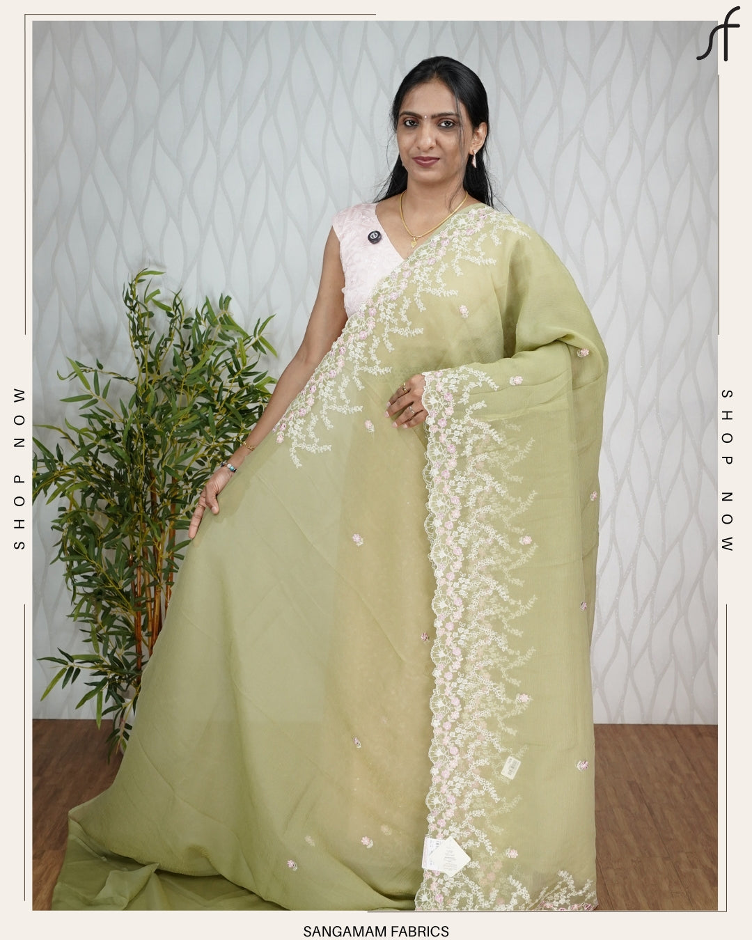 CRUSHED SILK EMBROIDERY SAREE