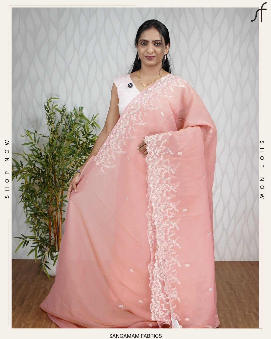 CRUSHED SILK EMBROIDERY SAREE