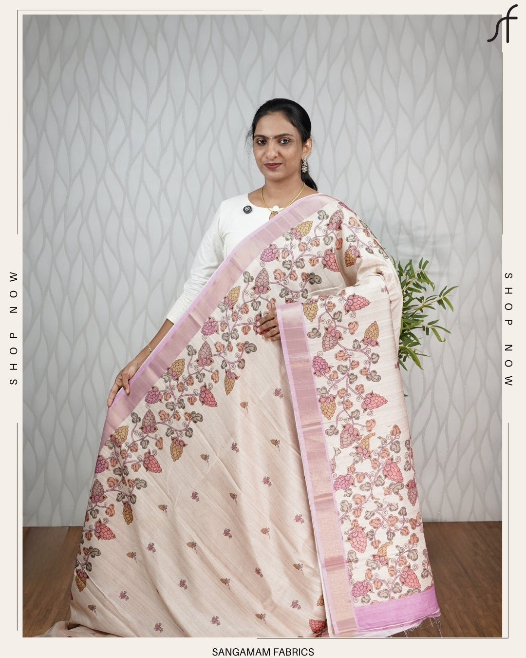 KALAMKARI PRINTED SEMI TUSSAR SILK SAREE