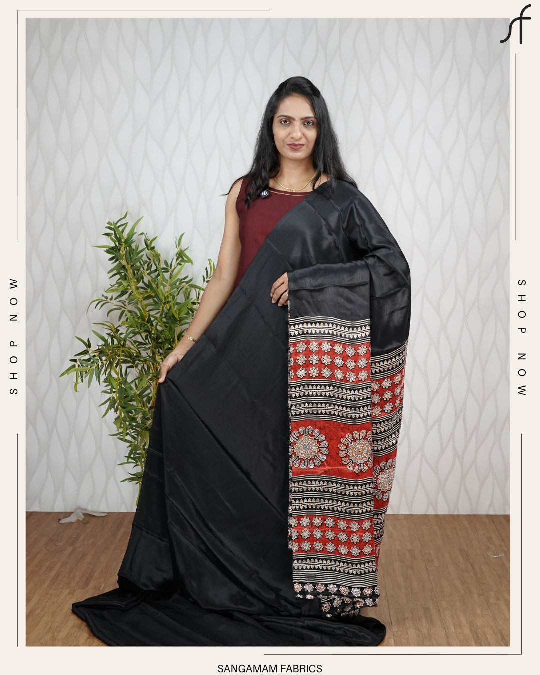 AJRAKH DETAILED TURKISH CHIFFON SAREE