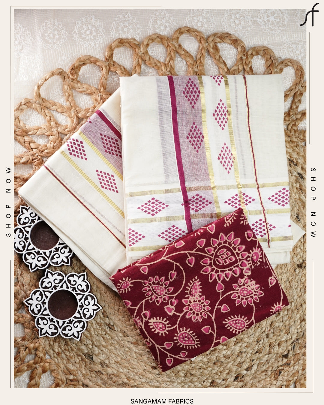 PRINTED KERALA COTTON SET MUNDU WITH BLOUSE