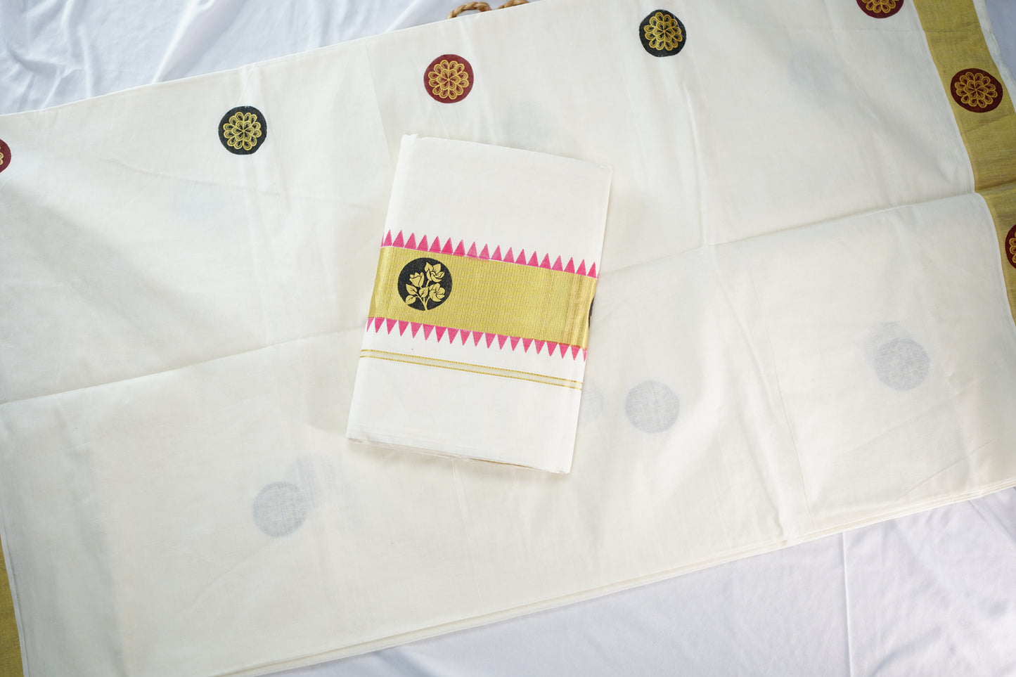 KERALA COTTON SETSAREE KASAV BORDER WITH PRINT