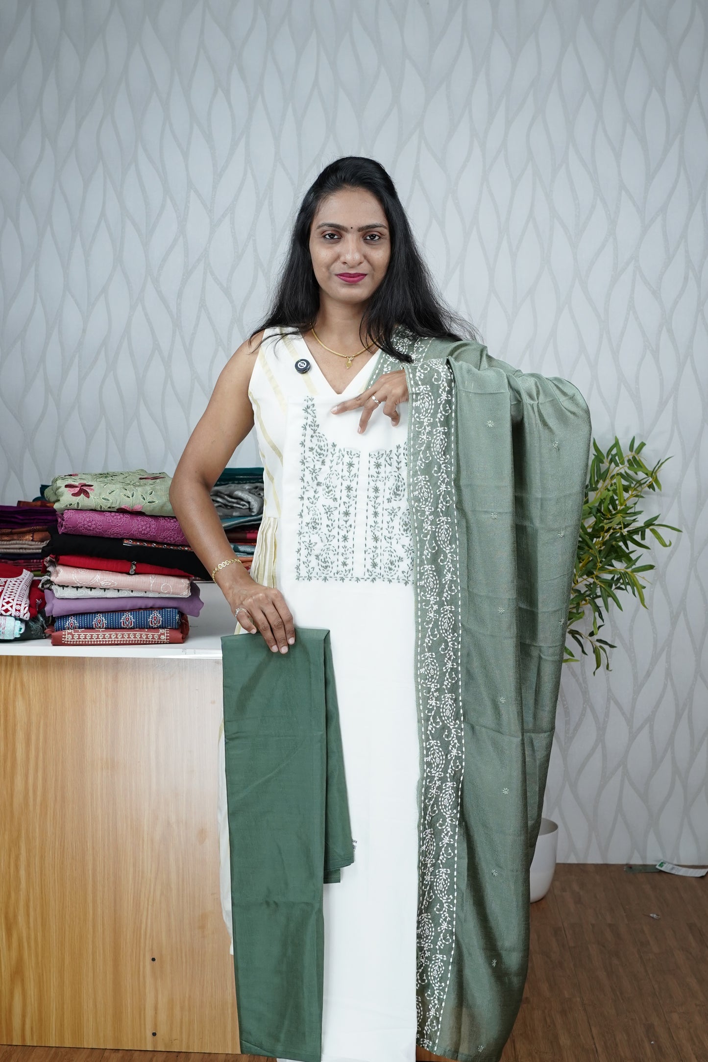 VICHITHRA SILK EMROIDERY WORK UNSTITCHED SALWAR SUIT