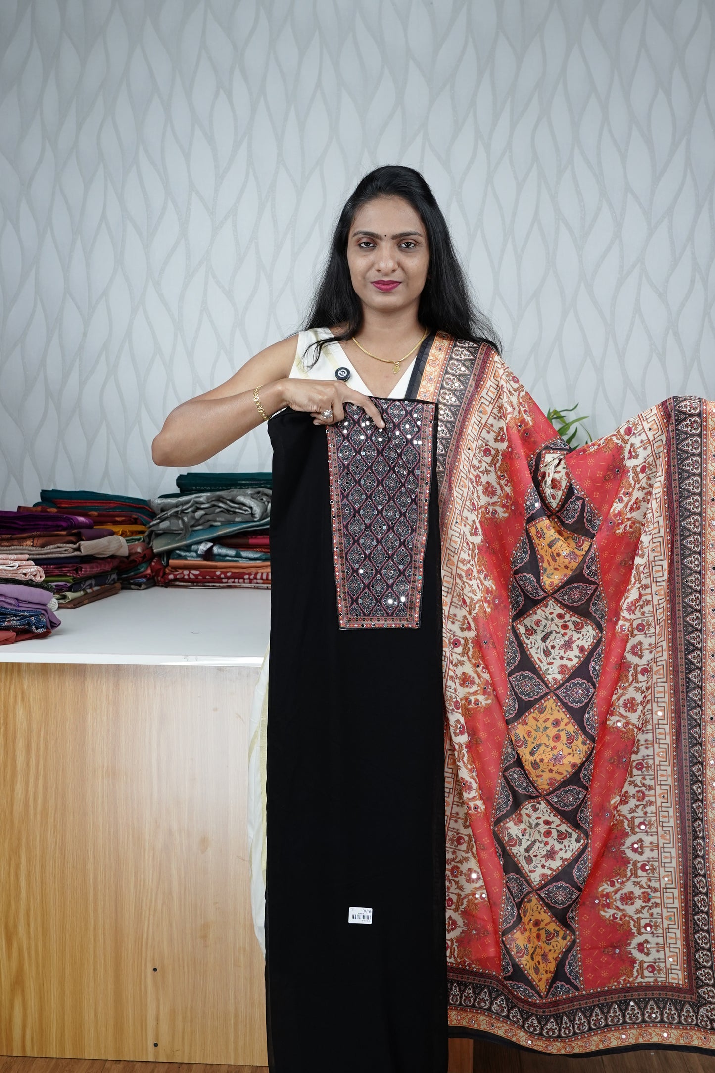 GEORGETTE MIRROR WORK UNSTITCHED SALWAR SUIT