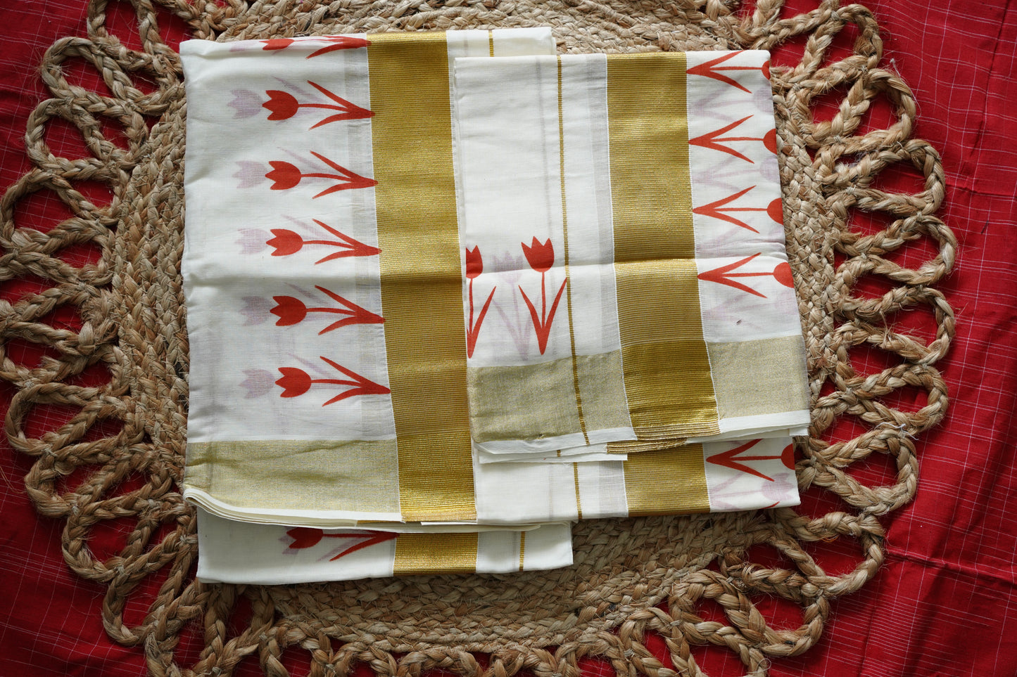 FANCY PRINT KERALA COTTON SETMUNDU