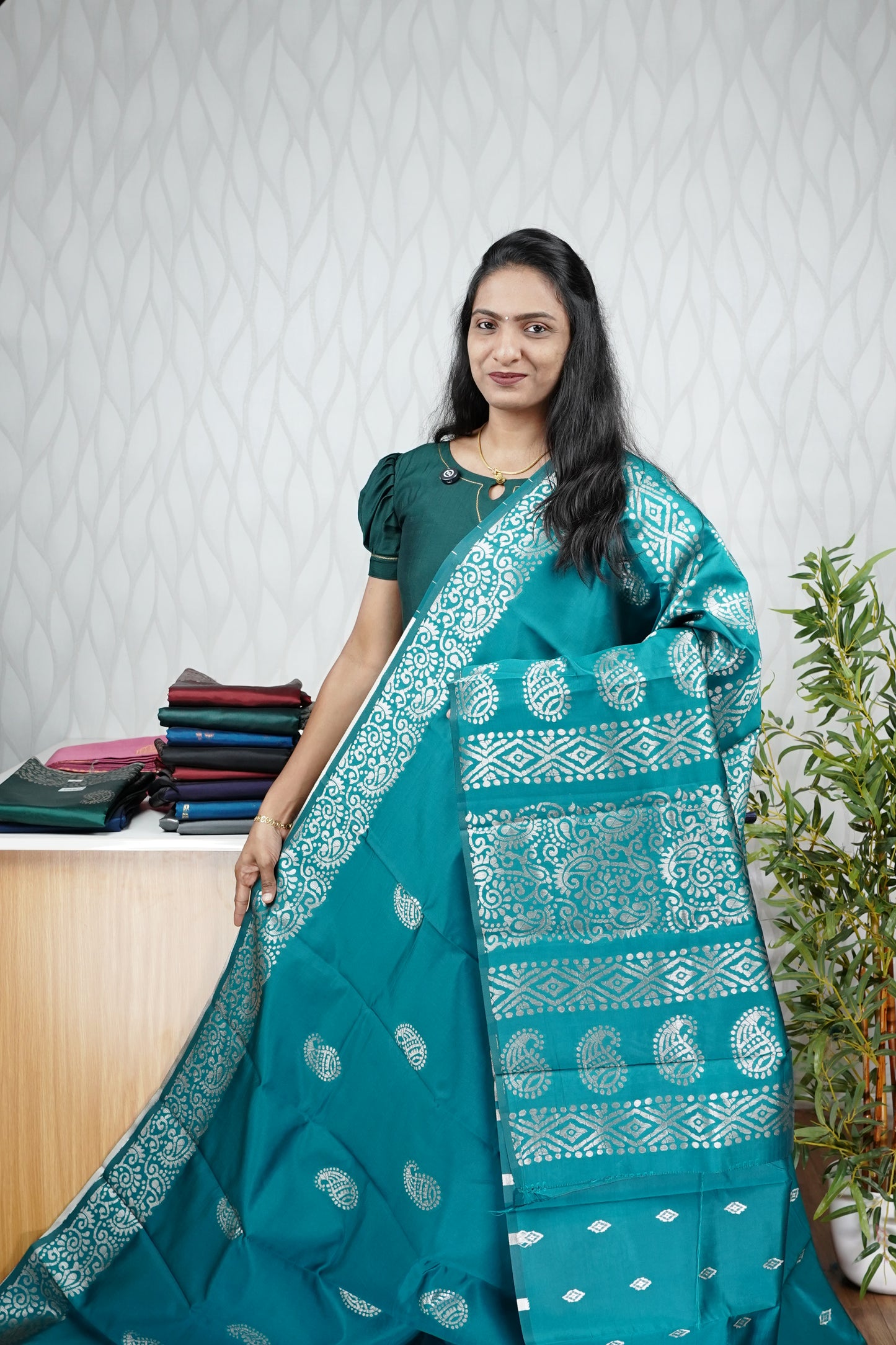 SILVER BUTTA SEMI SILK SAREE