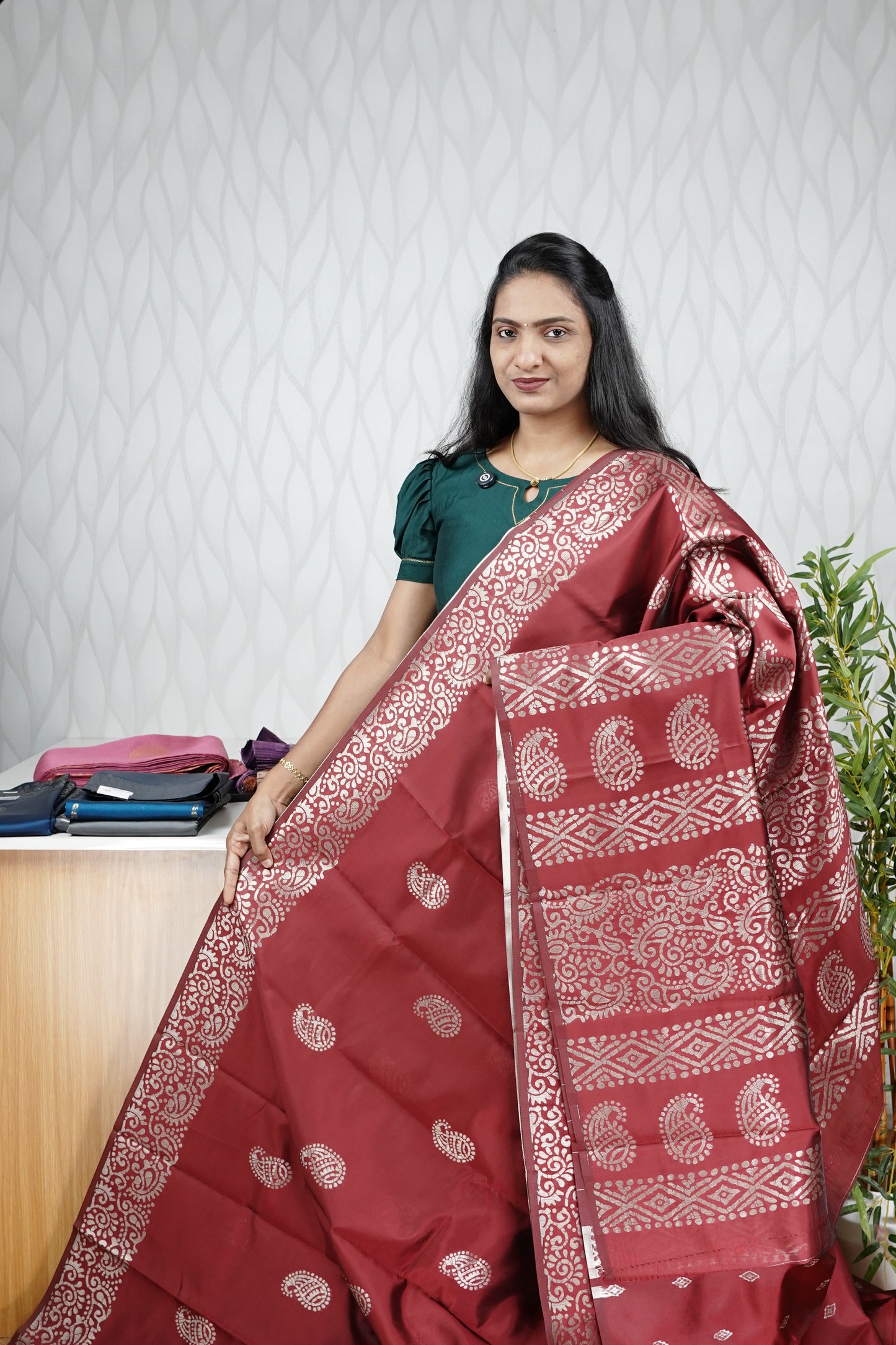 SIVER BUTTA SEMI SILK SAREE