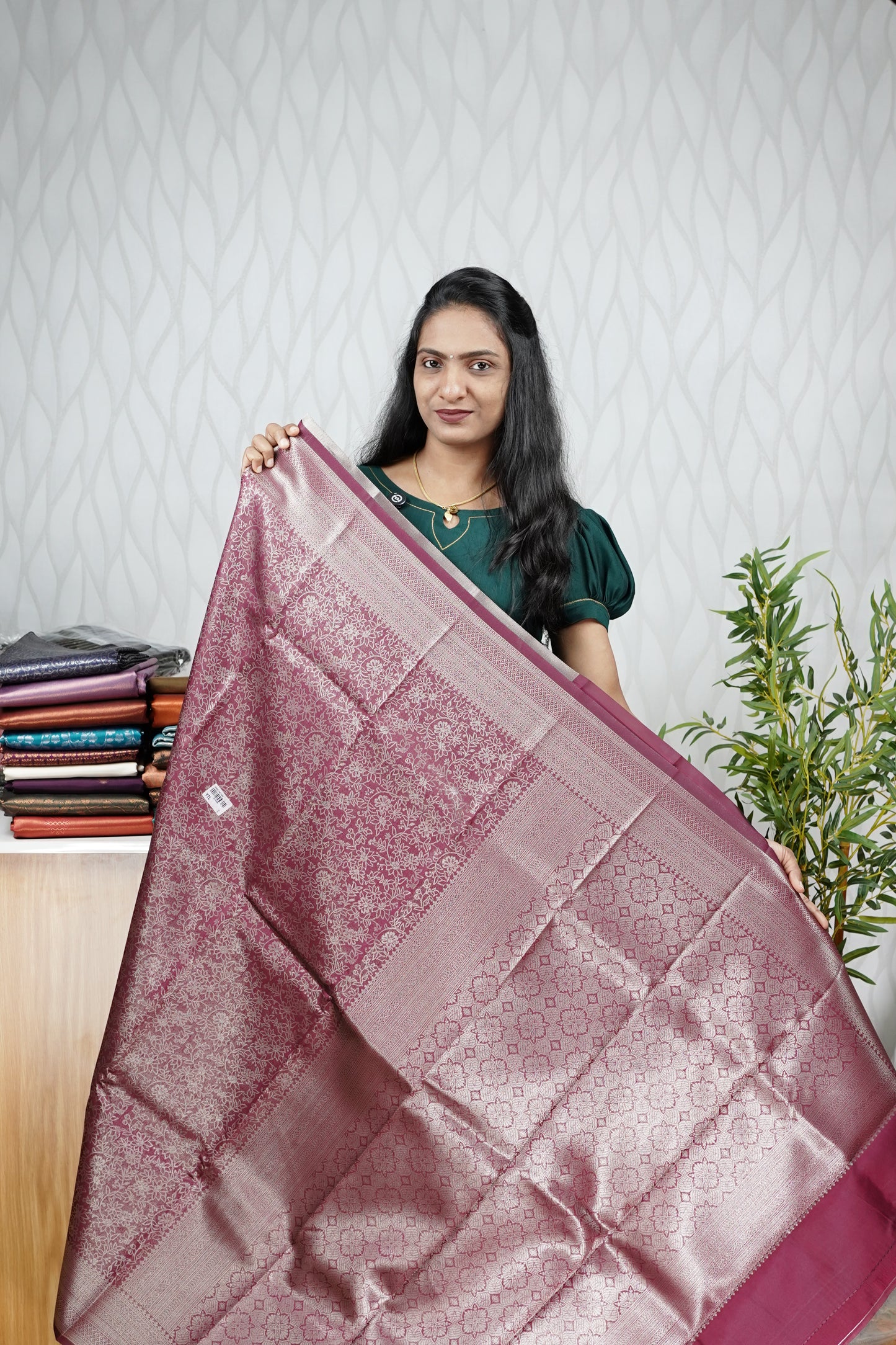 BEETROOT SHADE RICH BROCADE SEMI SILK SAREE