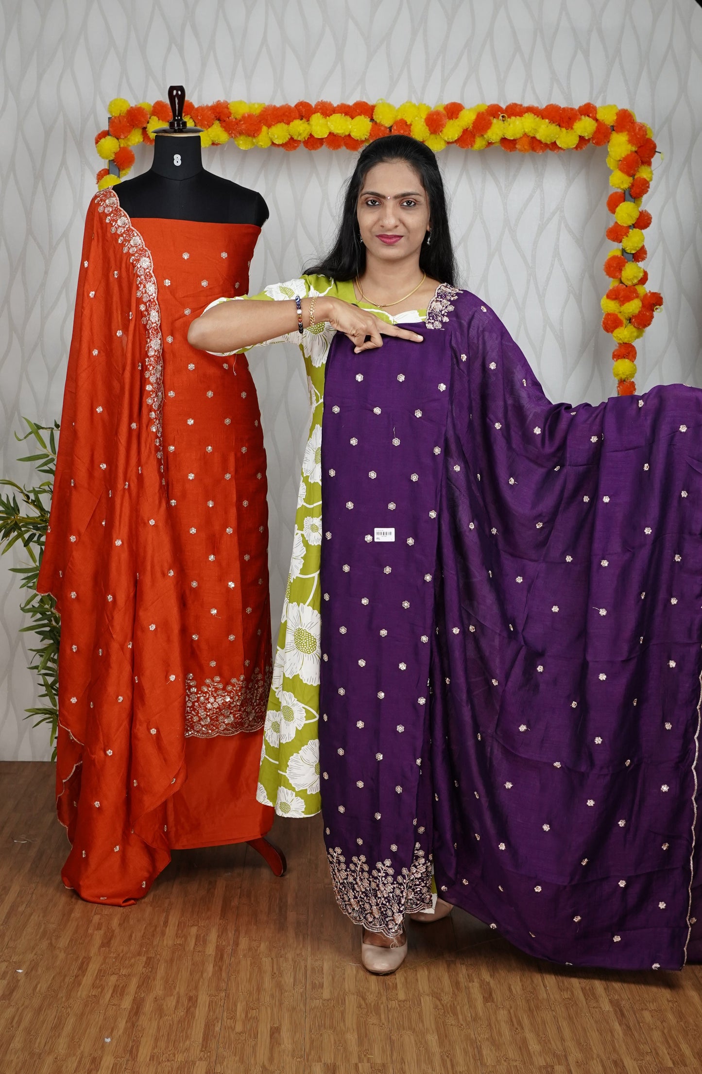 EMBROIDERY BADRI SILK SALWAR SUIT