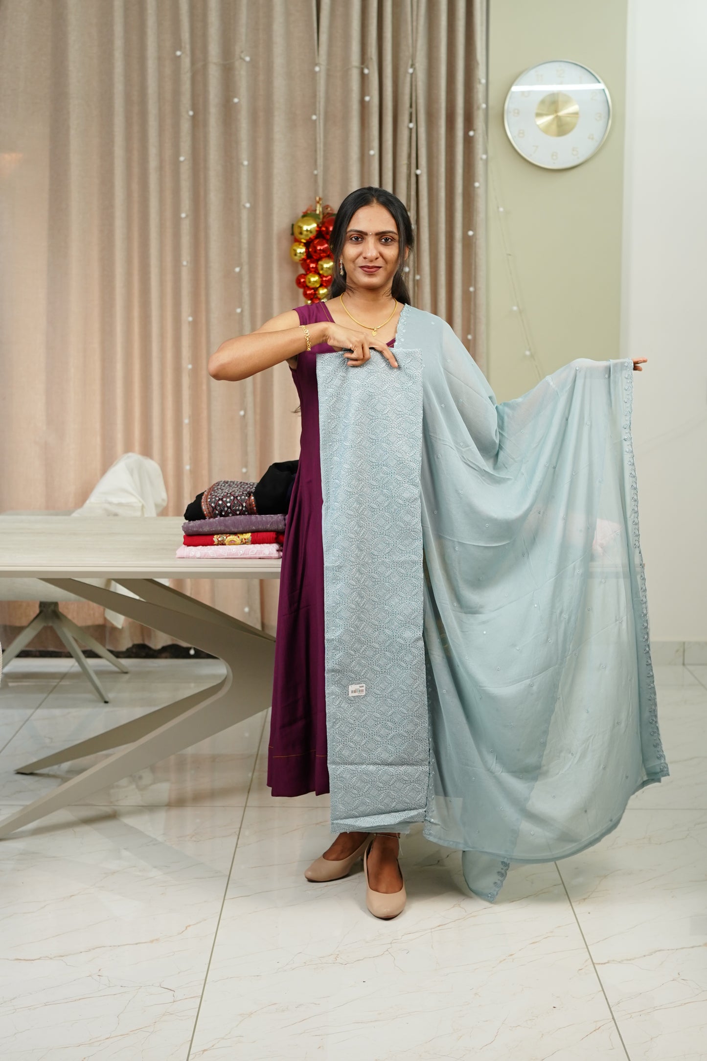 SYNTETIC SILK HAKOBA DETAILED UNSTITCHED SALWAR SET