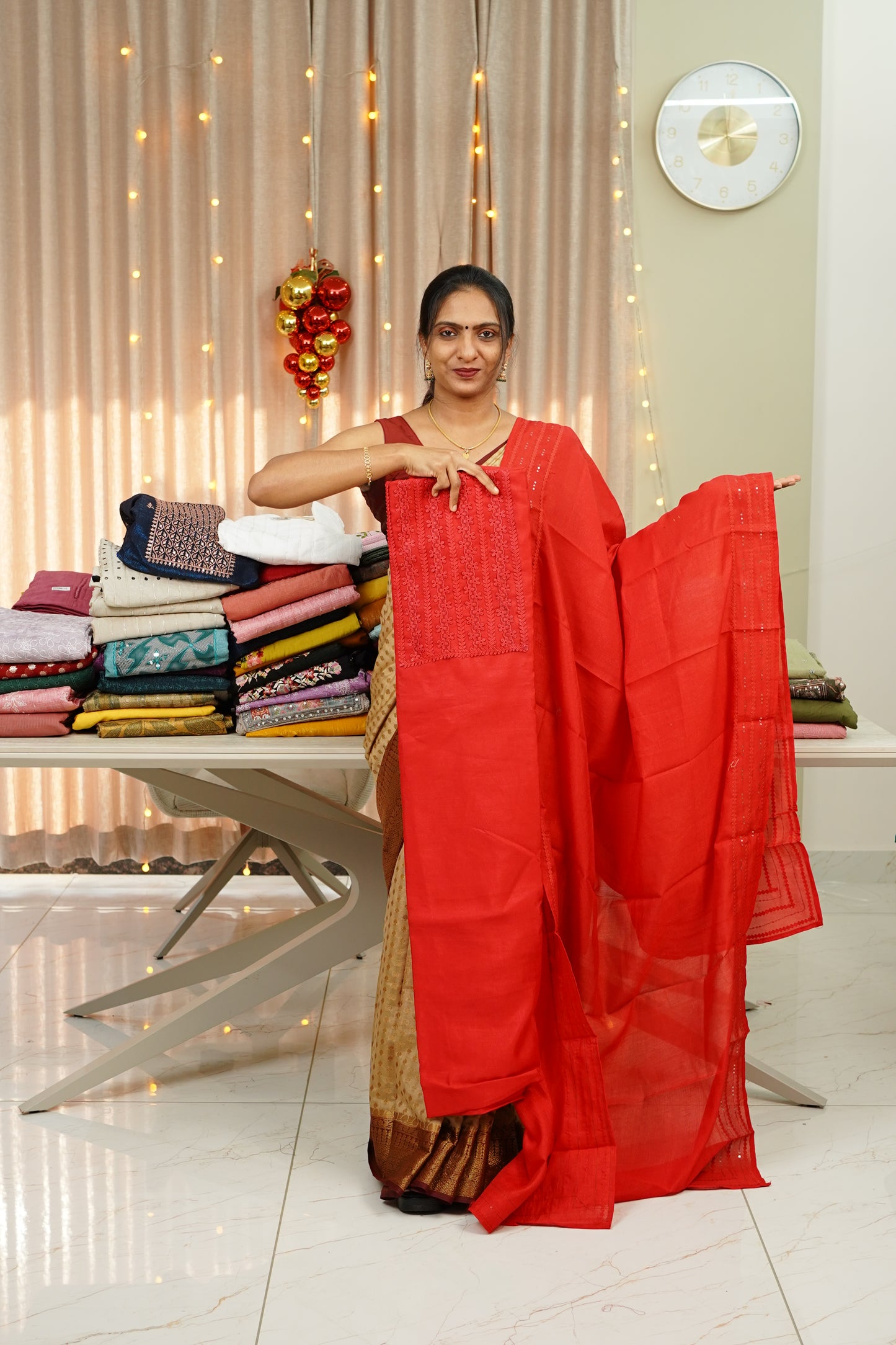 VICHITRA SILK LACE DETAILED UNSTICHED SALWAR SET