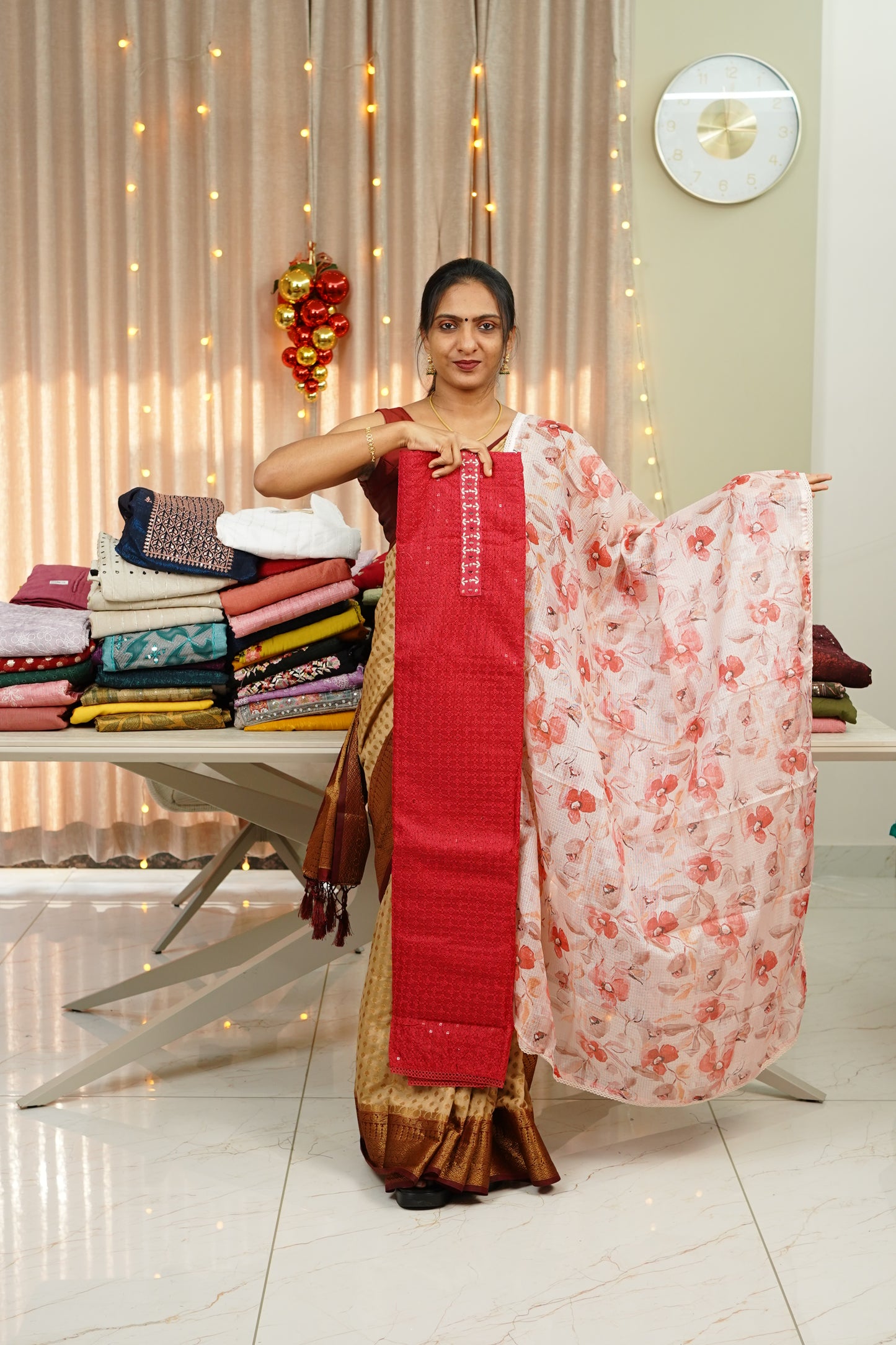 NET COTTA UNSTICHED SALWAR SET