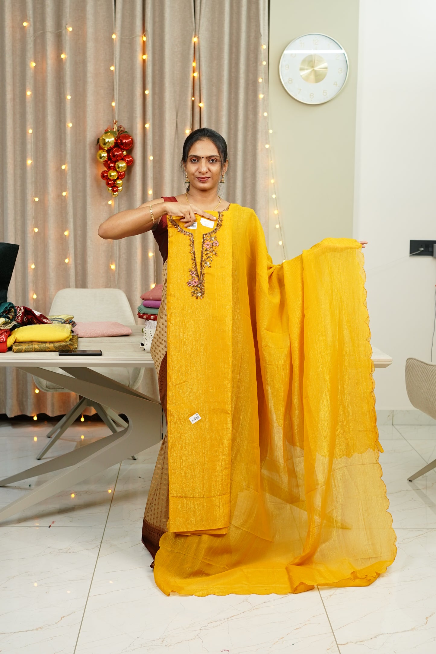 CRUSHED SILK UNSTICHED SALWAR SET