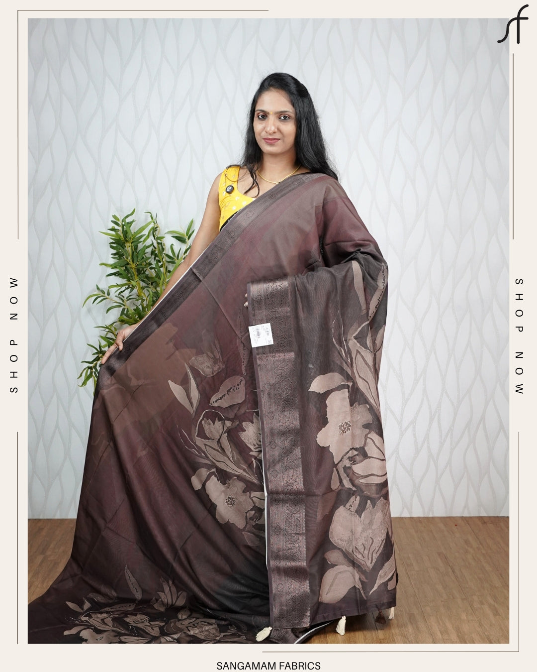 DIGITAL FLORAL PRINTED TUSSAR SILK SAREE