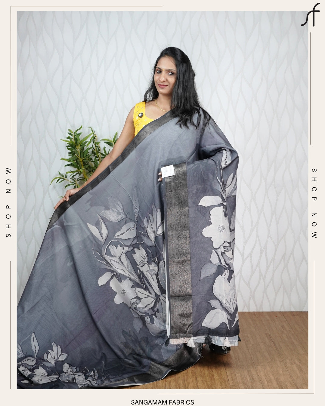 DIGITAL FLORAL PRINTED TUSSAR SILK SAREE