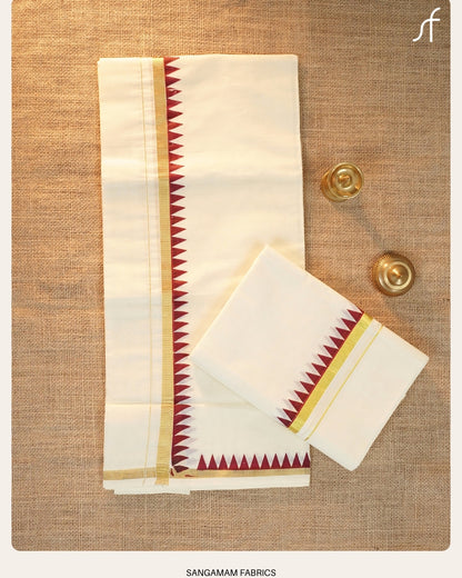 TEMPLE BORDER DETAILED COTTON SET MUNDU