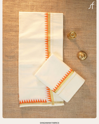 TEMPLE BORDER DETAILED COTTON SET MUNDU