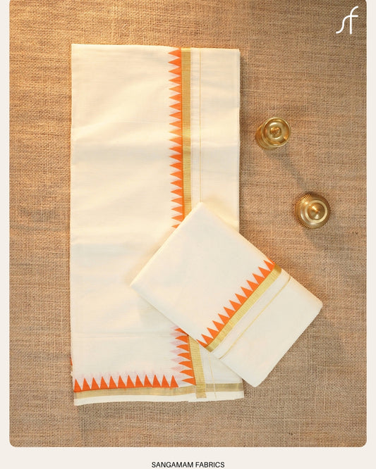 TEMPLE BORDER DETAILED COTTON SET MUNDU