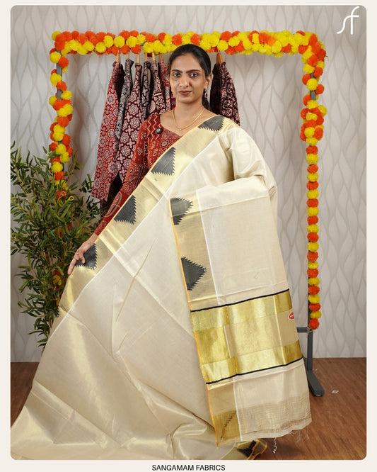 TEMPLE BORDER DETAILED SET SAREE