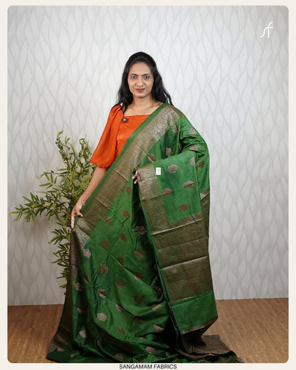 SOFT SEMI CHANDERI SILK BANARASAI SAREE