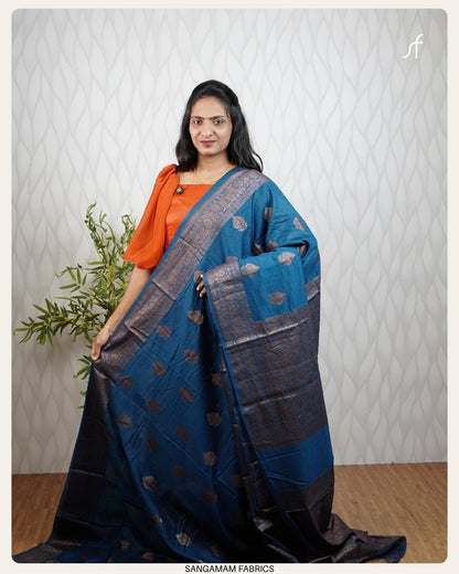 SOFT SEMI CHANDERI SILK BANARASAI SAREE