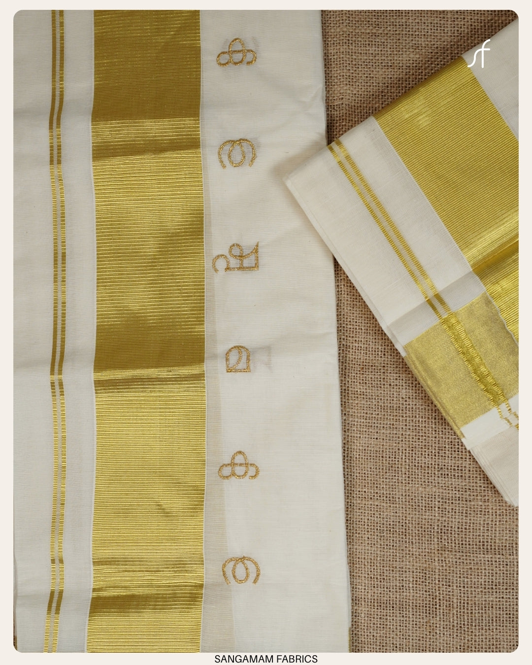 COTTON SET MUNDU AKSHARAMALA EMBROIDERY SET MUNDU