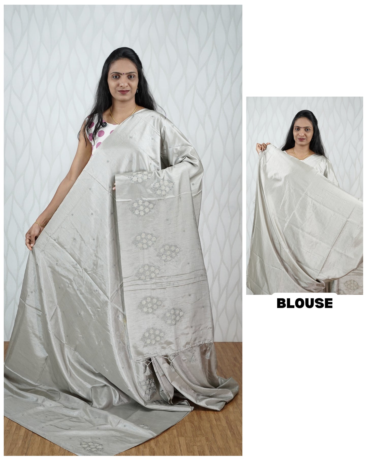 SEMI TUSSAR SILK SAREE WITH EMBROIDERY WORK