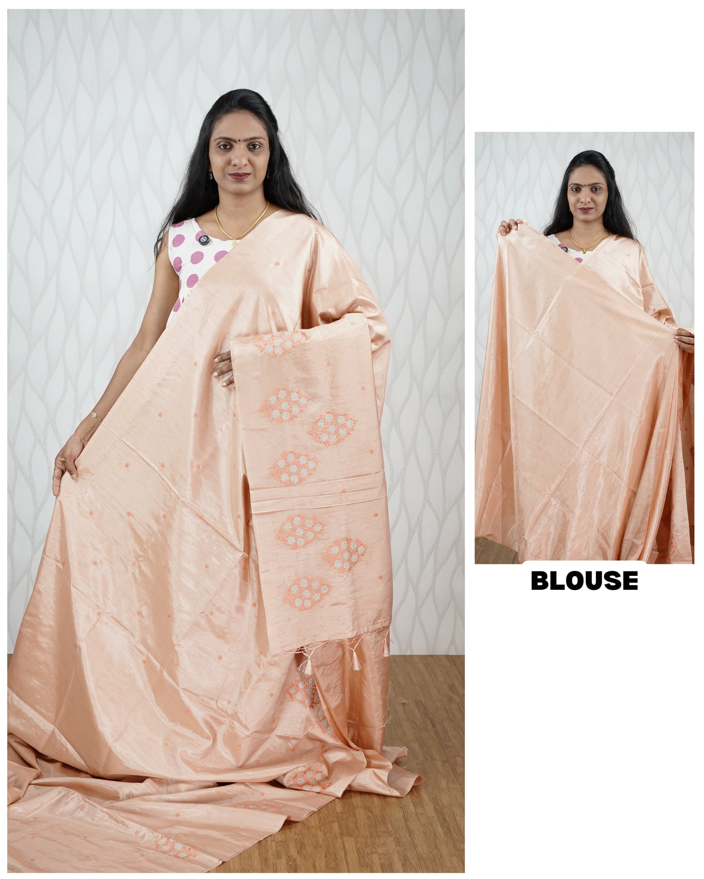 SEMI TUSSAR SILK SAREE WITH EMBROIDERY WORK