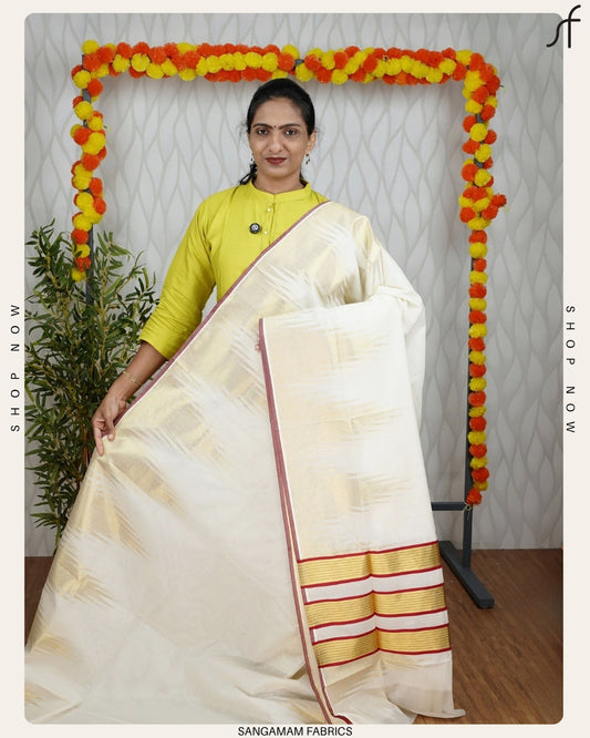 TEMPLE BRODER DETAILED KERALA SET SAREE
