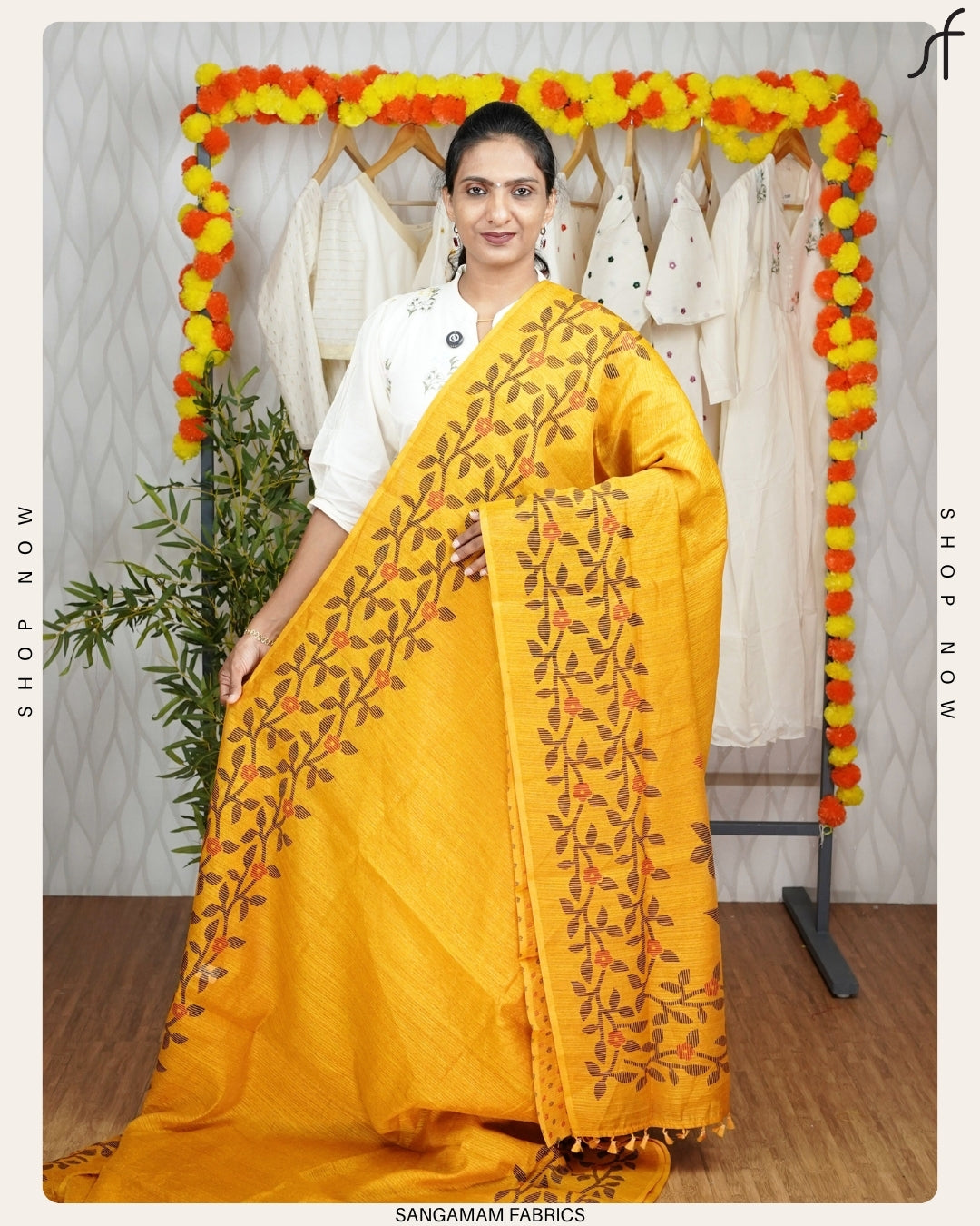 SEMI JUTE FLORAL SAREE