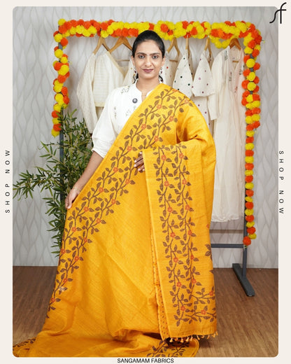 SEMI JUTE FLORAL SAREE