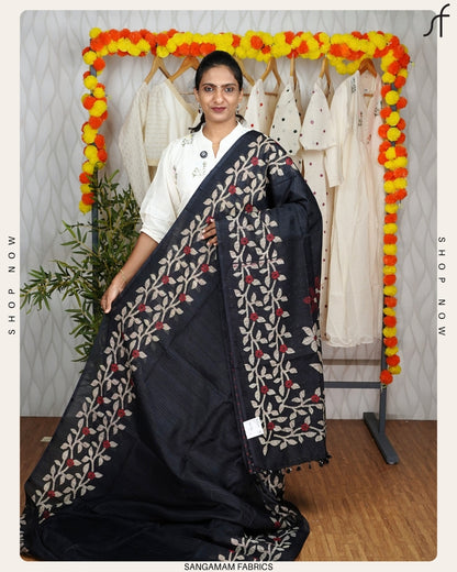 SEMI JUTE FLORAL SAREE