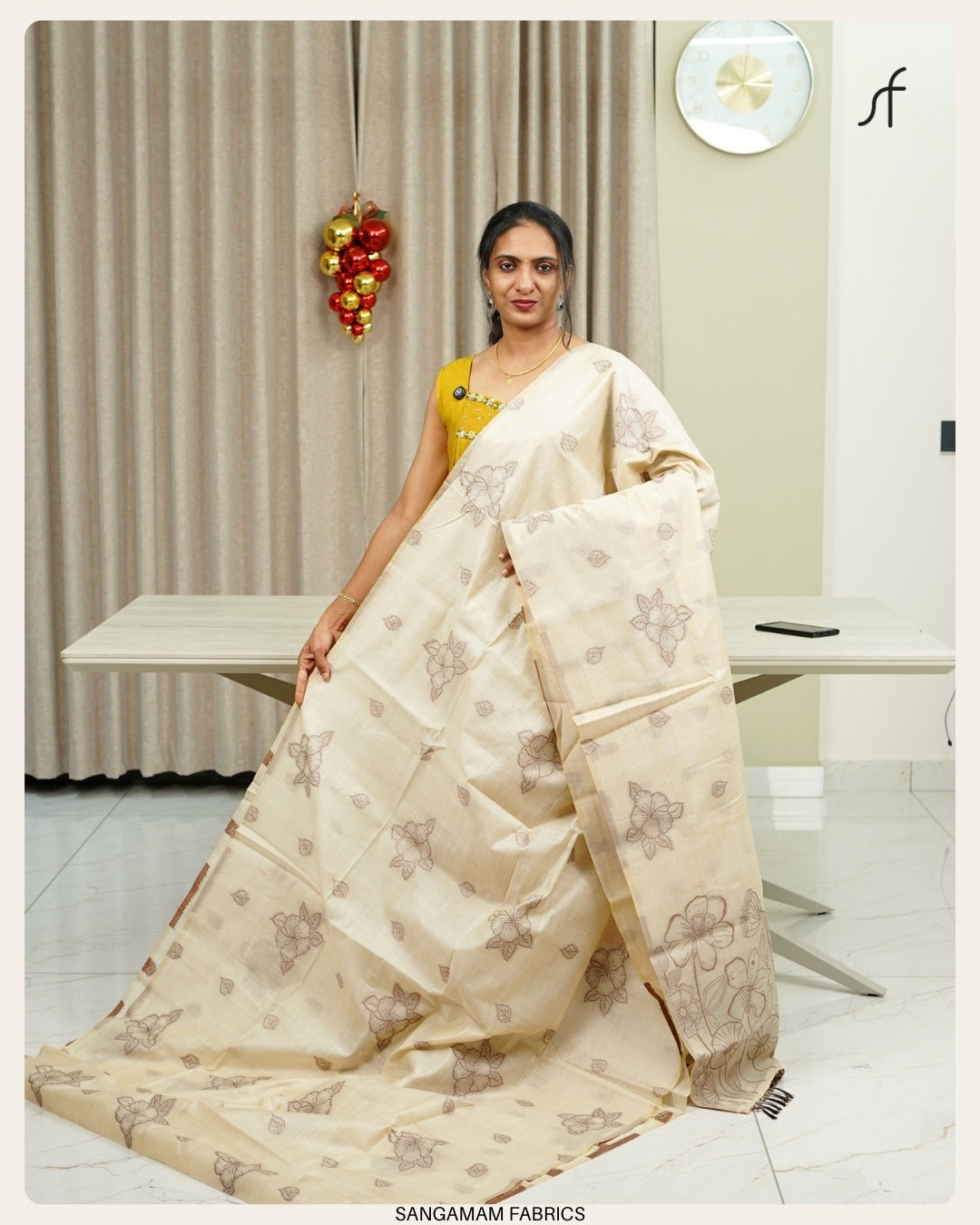 SEMI CHANDERI SILK JAMDANI WEAVING  SAREE