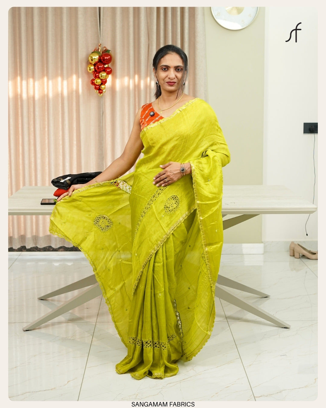 CRISPY GEORGETTE CROCHET LACE DETAIL SAREE