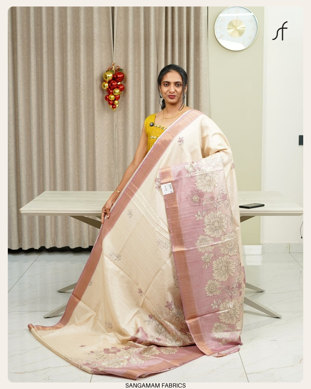 SEMI TUSSAR SILK FLORAL SAREE