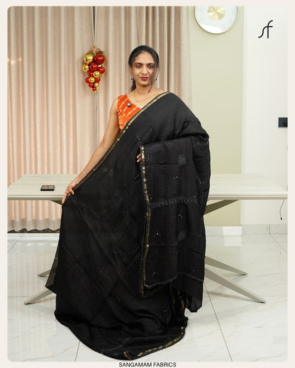 CRISPY GEORGETTE CROCHET LACE DETAIL SAREE