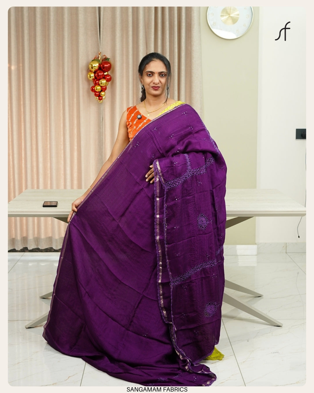 CRISPY GEORGETTE CROCHET LACE DETAIL SAREE