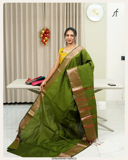 SEMI CHANDERI SILK BANARASI SAREE