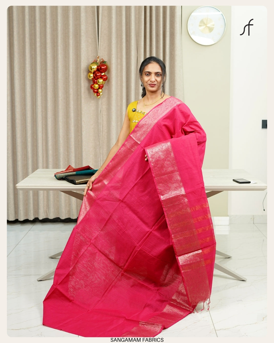 SEMI CHANDERI SILK BANARASI SAREE