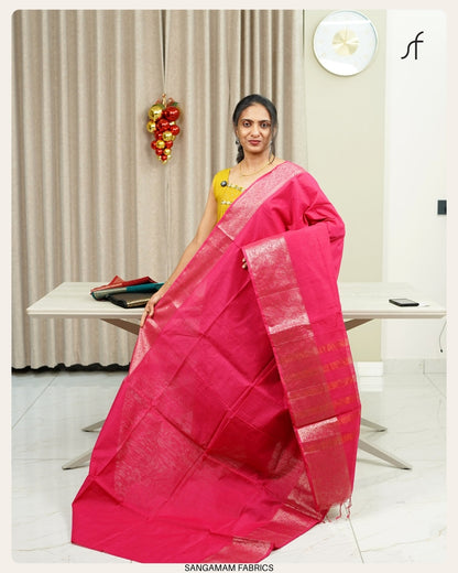 SEMI CHANDERI SILK BANARASI SAREE