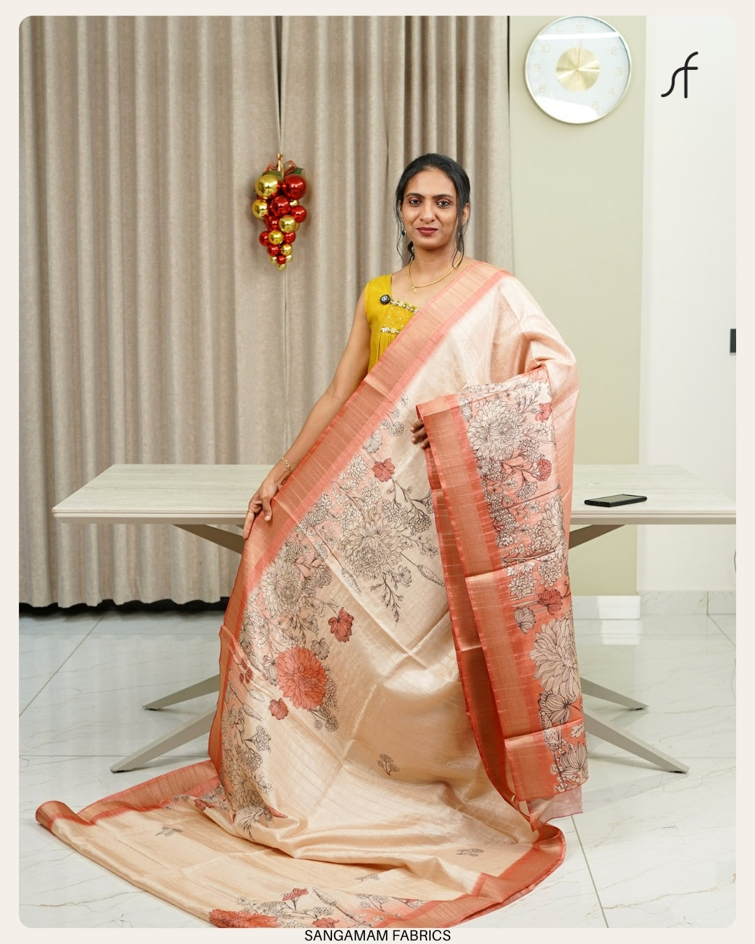 SEMI TUSSAR SILK FLORAL SAREE