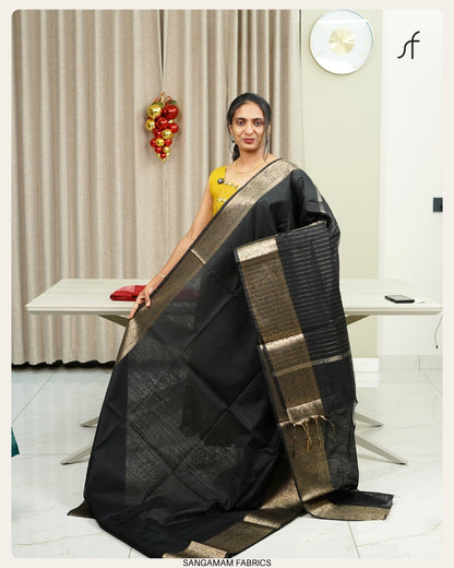 SEMI CHANDERI SILK BANARASI SAREE
