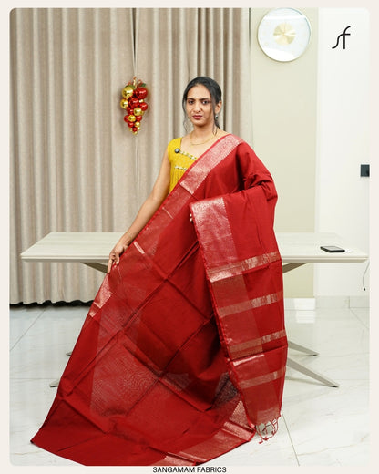 SEMI CHANDERI SILK BANARASI SAREE