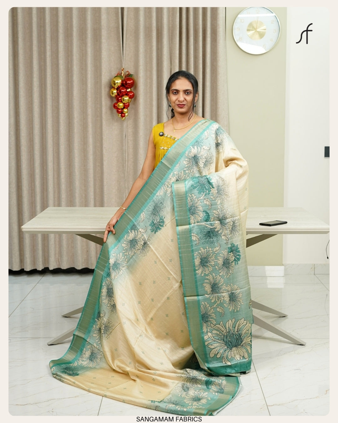 SEMI TUSSAR SILK FLORAL SAREE